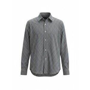 EUC Clear Brand Long‎ Sleeve Button Down Shirty Navy White Gingham Stretch M